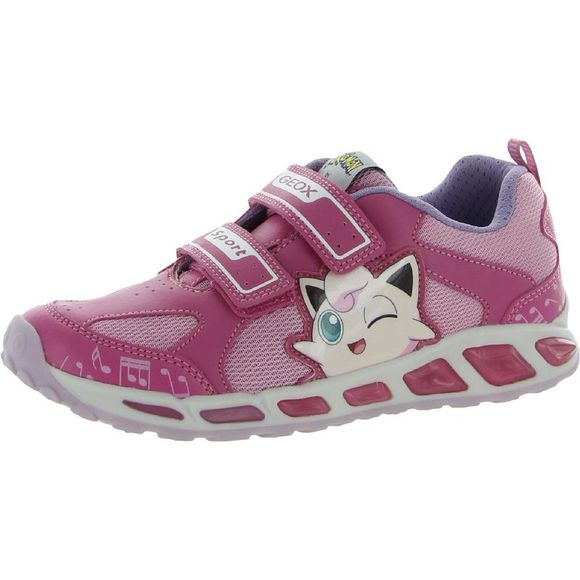 Geox Respira Girls Shuttle Pink Faux Leather Gym Light-Up Shoes Sneakers NWT - Picture 1 of 3